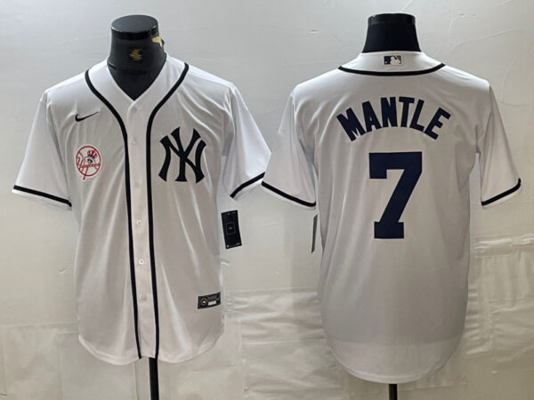 Men's New York Yankees #7 Mickey Mantle White Cool Base Stitched Baseball Jersey