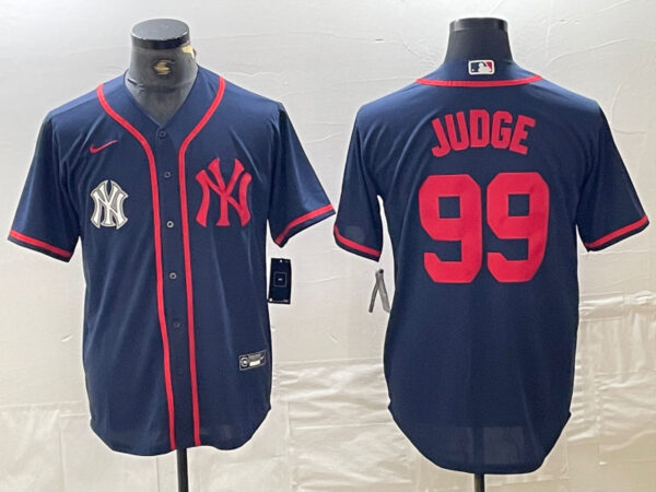 Men's New York Yankees #99 Aaron Judge Navy Cool Base Stitched Baseball Jersey