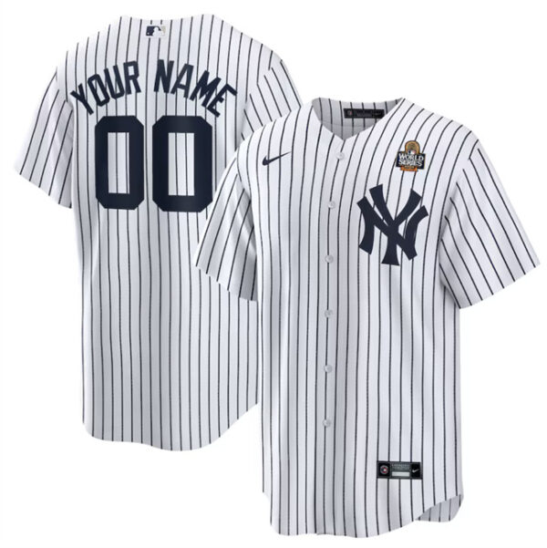 Custom Men's New York Yankees Active Player White 2024 World Series Cool Base Stitched Baseball Jersey