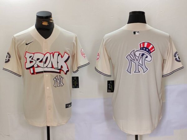 Men's New York Yankees Blank Cream The Bronx Graffiti V2 Vapor Limited Stitched Baseball Jerseys