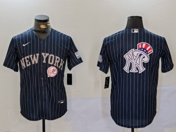 Men's New York Yankees Navy Team Big Logo Cool Base Stitched Baseball Jerseys