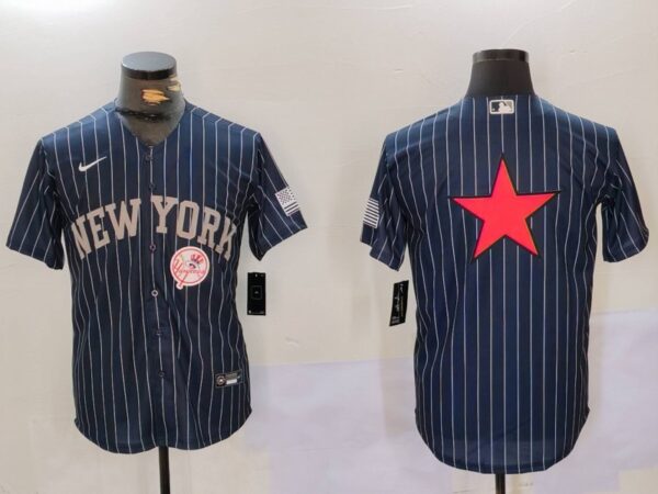 Men's New York Yankees Navy Team Big Logo Cool Base Stitched Baseball Jerseys