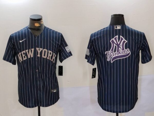 Men's New York Yankees Navy Team Big Logo Cool Base Stitched Baseball Jerseys