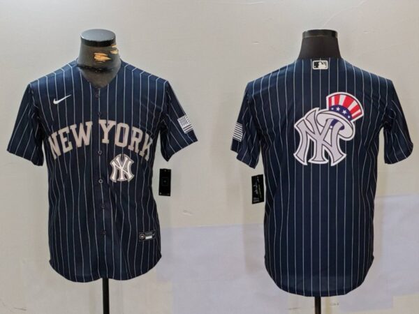 Men's New York Yankees Navy Team Big Logo Cool Base Stitched Baseball Jerseys