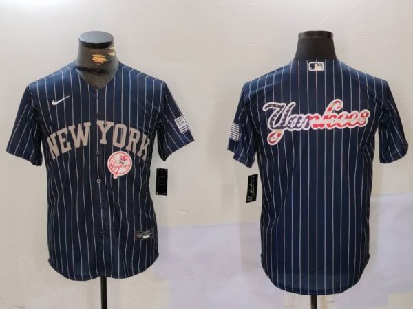 Men's New York Yankees Navy Team Big Logo Cool Base Stitched Baseball Jerseys