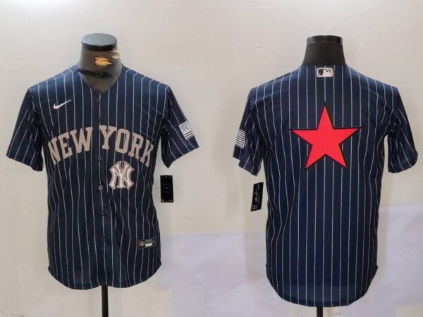 Men's New York Yankees Navy Team Big Logo Cool Base Stitched Baseball Jerseys