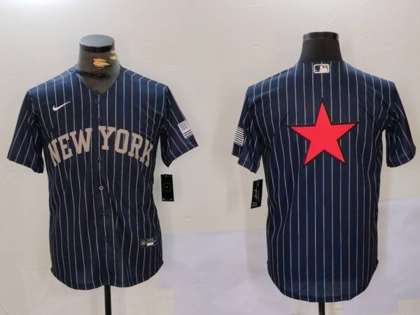 Men's New York Yankees Navy Team Big Logo Cool Base Stitched Baseball Jerseys