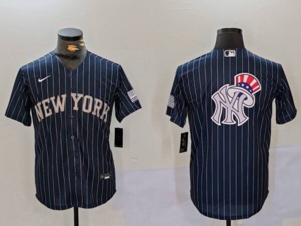 Men's New York Yankees Navy Team Big Logo Cool Base Stitched Baseball Jerseys