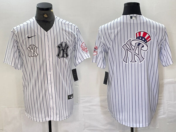 Men's New York Yankees White Team Big Logo Cool Base Stitched Baseball Jersey