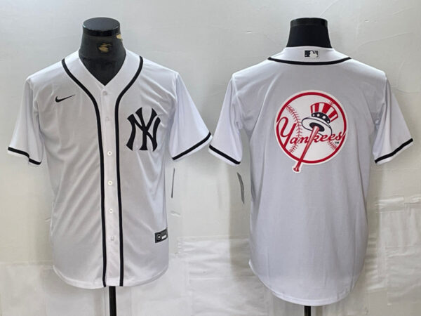 Men's New York Yankees White Team Big Logo Cool Base Stitched Baseball Jersey