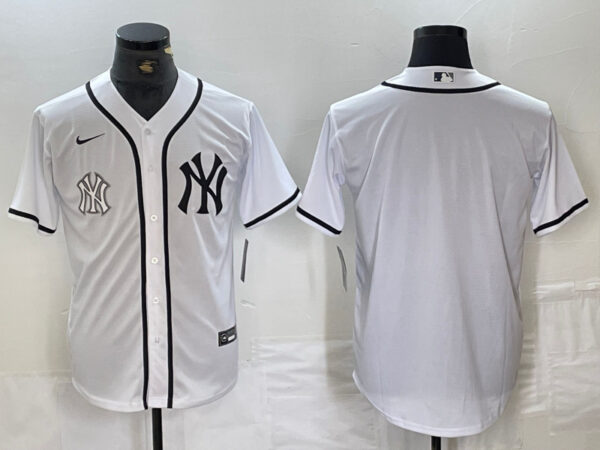 Men's New York Yankees White Team Big Logo Cool Base Stitched Baseball Jersey