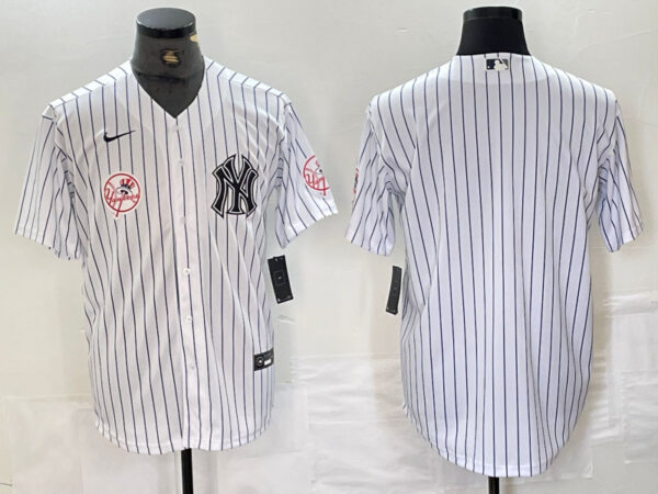 Men's New York Yankees White Team Big Logo Cool Base Stitched Baseball Jersey