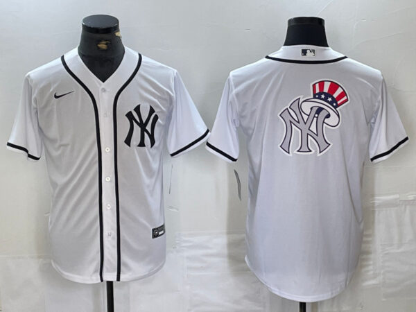 Men's New York Yankees White Team Big Logo Cool Base Stitched Baseball Jersey