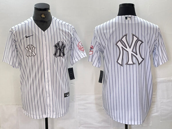 Men's New York Yankees White Team Big Logo Cool Base Stitched Baseball Jersey