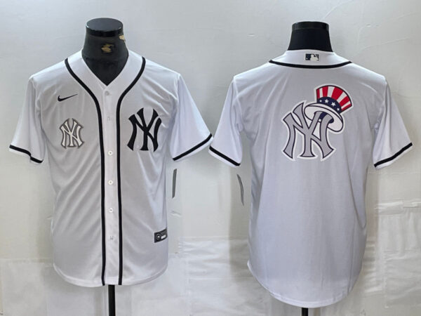 Men's New York Yankees White Team Big Logo Cool Base Stitched Baseball Jersey