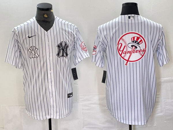 Men's New York Yankees White Team Big Logo Cool Base Stitched Baseball Jersey