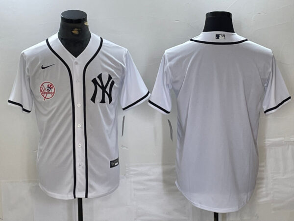 Men's New York Yankees White Team Big Logo Cool Base Stitched Baseball Jersey