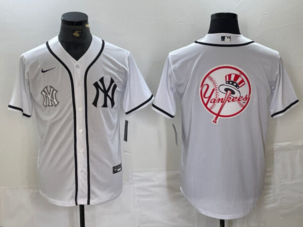 Men's New York Yankees White Team Big Logo Cool Base Stitched Baseball Jersey