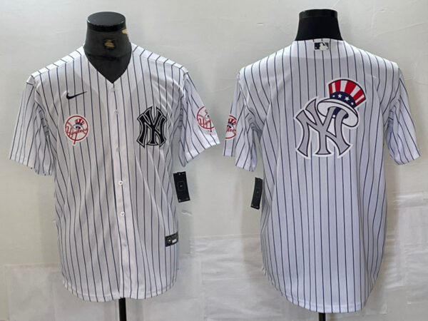 Men's New York Yankees White Team Big Logo Cool Base Stitched Baseball Jersey