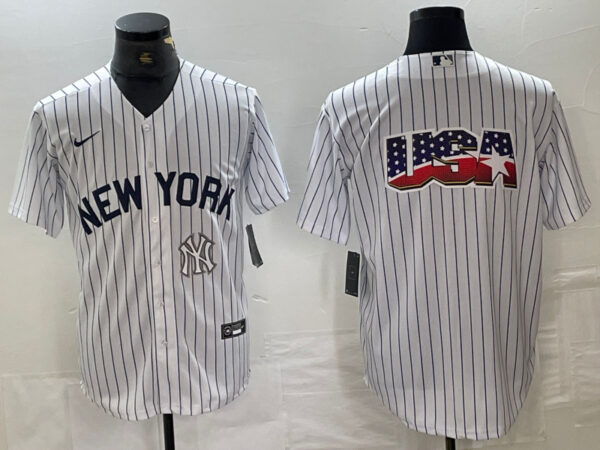 Men's New York Yankees White Team Big Logo Cool Base Stitched Baseball Jersey