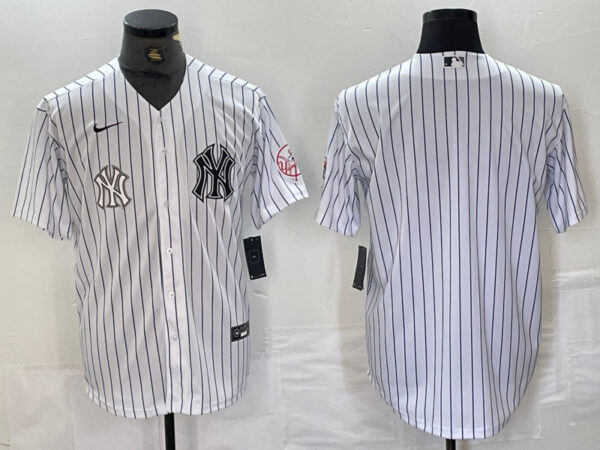 Men's New York Yankees White Team Big Logo Cool Base Stitched Baseball Jersey