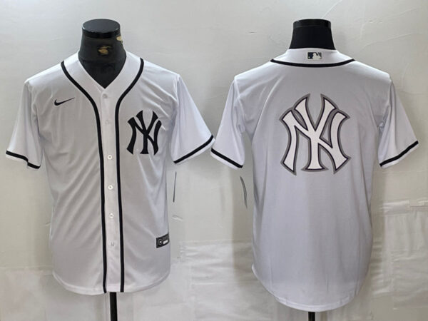 Men's New York Yankees White Team Big Logo Cool Base Stitched Baseball Jersey