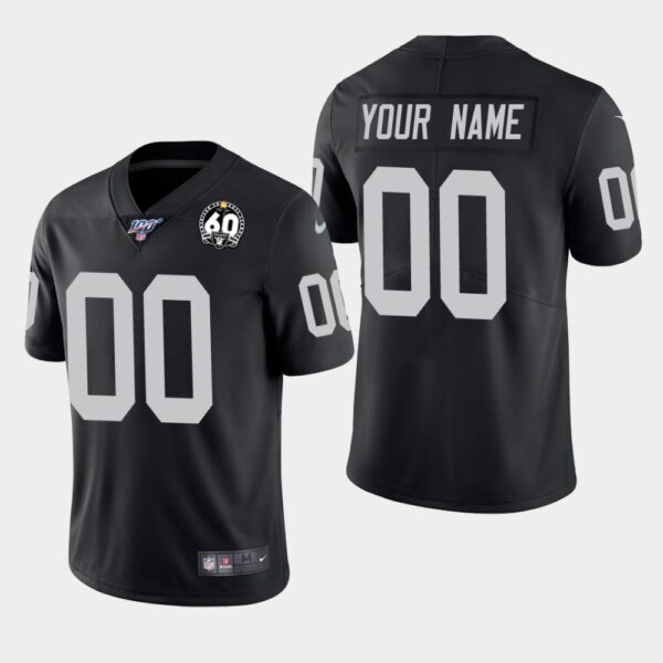 Men's Oakland Raiders #00 Custom 60th Anniversary Vapor Limited Jersey - Black