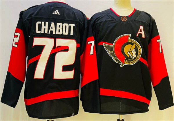 Men's Ottawa Senators #72 Thomas Chabot Black Stitched Jersey