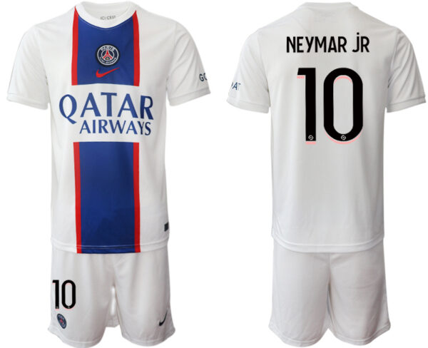 Men's Paris Saint-Germain #10 Neymar Jr 2023 White Away Soccer Jersey Suit