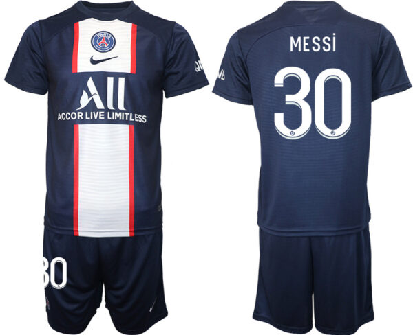 Men's Paris Saint-Germain #30 Lionel Messi 2023 Navy Home Soccer Jersey Suit 2