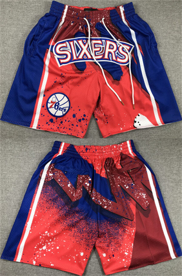 Men's Philadelphia 76ers Red Blue Shorts (Run Small)