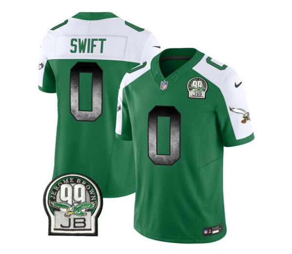 Men's Philadelphia Eagles #0 D'Andre Swift Green White 2023 F.U.S.E. Throwback Vapor Untouchable Limited Stitched Football Jersey