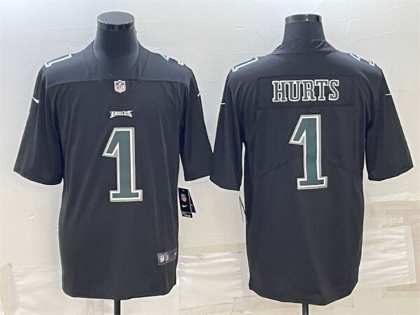 Men's Philadelphia Eagles #1 Jalen Hurts Black Green Vapor Untouchable Limited Stitched Jersey