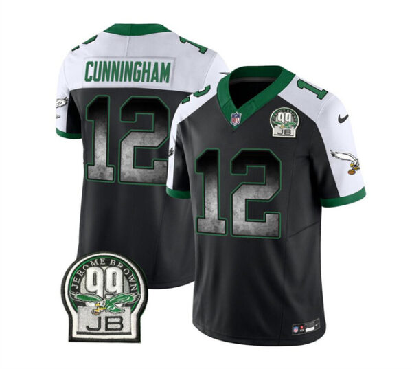 Men's Philadelphia Eagles #12 Randall Cunningham Black White 2023 F.U.S.E. Throwback Vapor Untouchable Limited Stitched Football Jersey