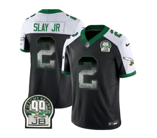 Men's Philadelphia Eagles #2 Darius Slay JR Black White 2023 F.U.S.E. Throwback Vapor Untouchable Limited Stitched Football Jersey