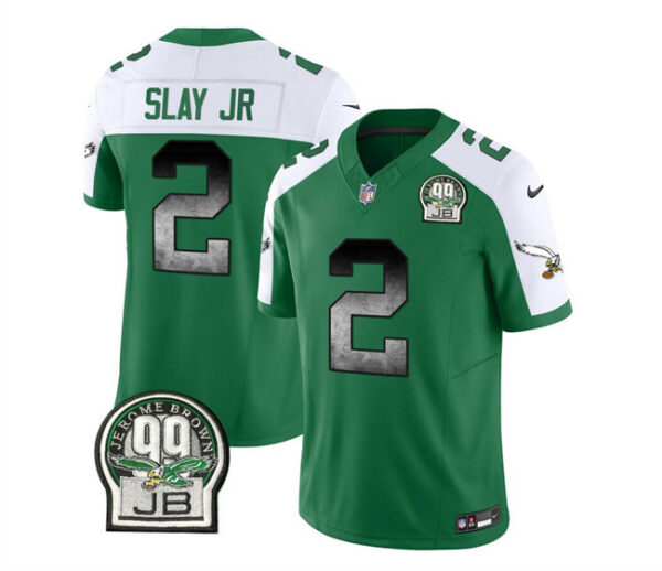 Men's Philadelphia Eagles #2 Darius Slay JR Green White 2023 F.U.S.E. Throwback Vapor Untouchable Limited Stitched Football Jersey