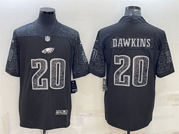 Men's Philadelphia Eagles #20 Brian Dawkins Black Reflective Limited Stitched Jersey