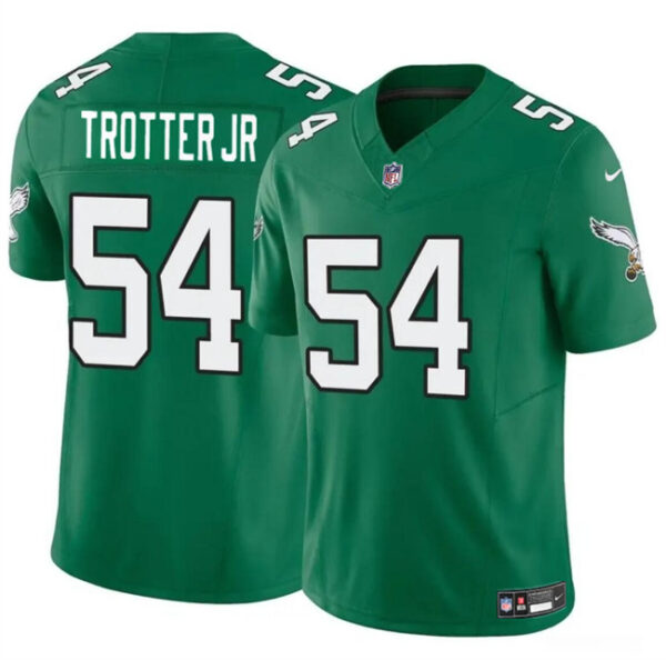 Men's Philadelphia Eagles #54 Jeremiah Trotter Jr Green 2024 Draft F.U.S.E Vapor Untouchable Throwback Limited Stitched Football Jersey