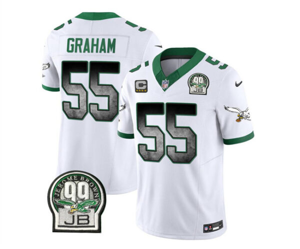 Men's Philadelphia Eagles #55 Brandon Graham White 2023 F.U.S.E. With 4-Star C Patch Throwback Vapor Untouchable Limited Stitched Football Jersey