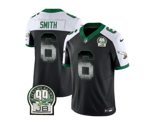 Men's Philadelphia Eagles #6 DeVonta Smith Black White 2023 F.U.S.E. Throwback Vapor Untouchable Limited Stitched Football Jersey