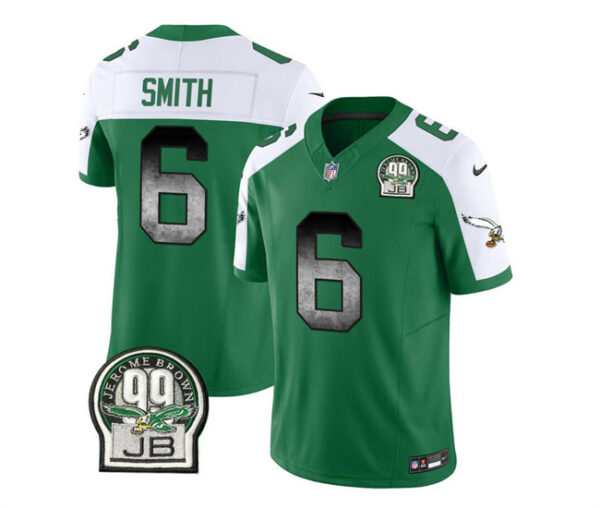 Men's Philadelphia Eagles #6 DeVonta Smith Green White 2023 F.U.S.E. Throwback Vapor Untouchable Limited Stitched Football Jersey