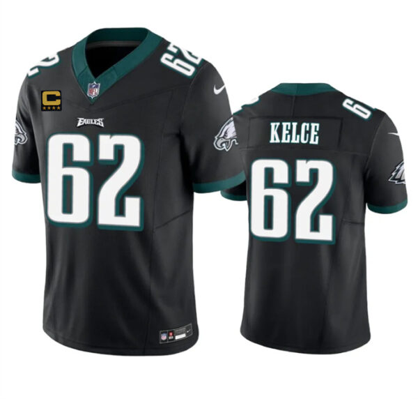 Men's Philadelphia Eagles #62 Jason Kelce Black 2023 F.U.S.E. With 4-Star C Patch Vapor Untouchable Limited Stitched Football Jersey