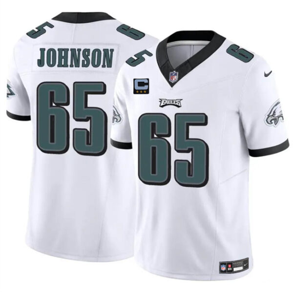 Men's Philadelphia Eagles #65 Lane Johnson White F.U.S.E With 3-Star C Patch Vapor Untouchable Limited Stitched Football Jersey