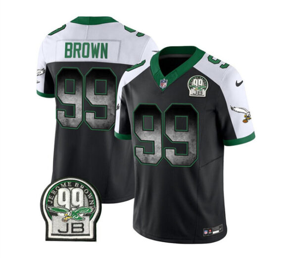 Men's Philadelphia Eagles #99 Jerome Brown Black White 2023 F.U.S.E. Throwback Vapor Untouchable Limited Stitched Football Jersey