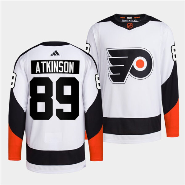 Men's Philadelphia Flyers #89 Cam Atkinson White 2022 Reverse Retro Stitched Jersey