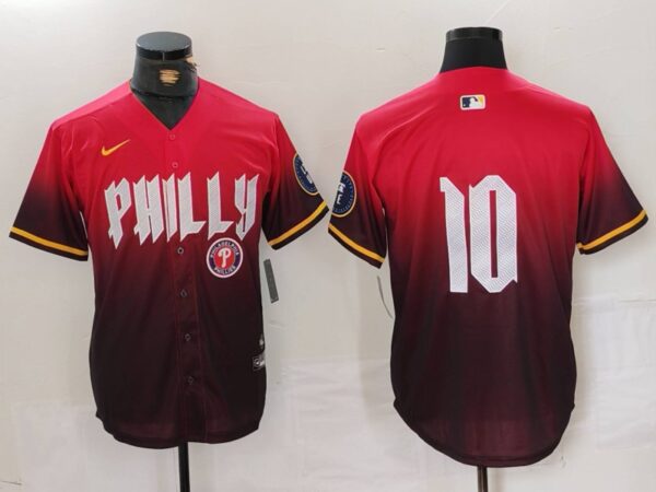 Men's Philadelphia Phillies #10 J.T. Realmuto Red 2024 City Connect Limited Stitched Jerseys