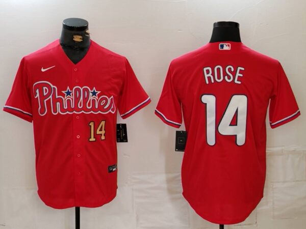 Men's Philadelphia Phillies #14 Pete Rose Red Cool Base Stitched Jerseys