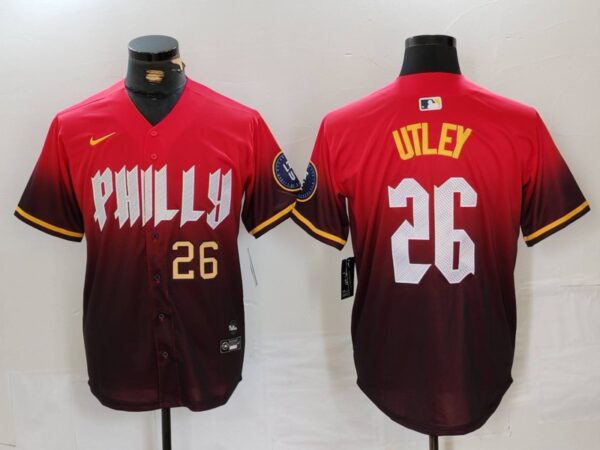 Men's Philadelphia Phillies #26 Chase Utley Red 2024 City Connect Limited Stitched Jerseys