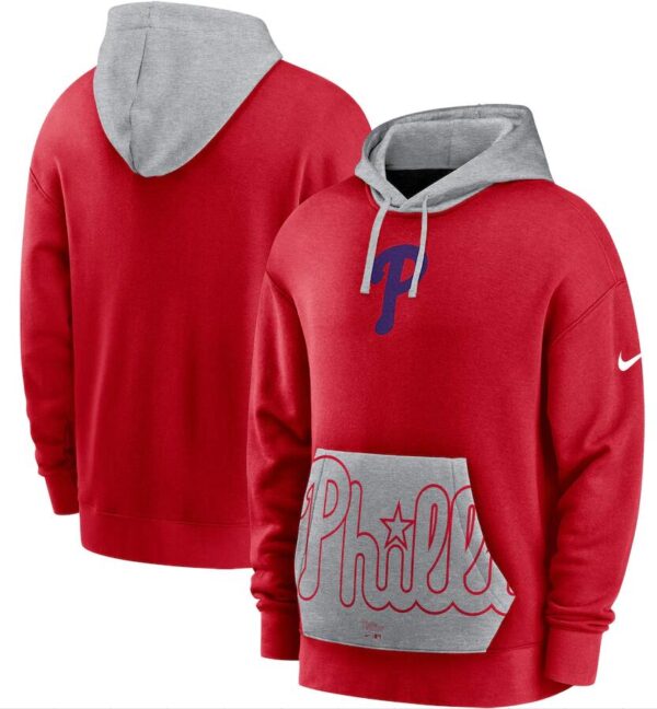 Men's Philadelphia Phillies Nike Red Gray Heritage Tri Blend Pullover Hoodie