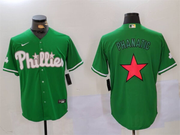 Men's Philadelphia Phillies Phanatic Green Cool Base Stitched Jerseys